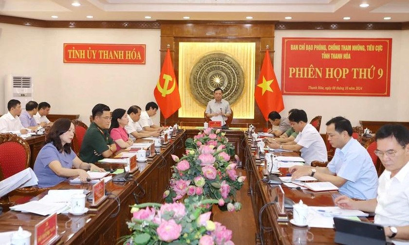 Ban Chỉ đạo phòng chống tham nhũng, tiêu cực tỉnh Thanh Hóa họp phiên thứ 9 (Ảnh: Minh Hiếu)