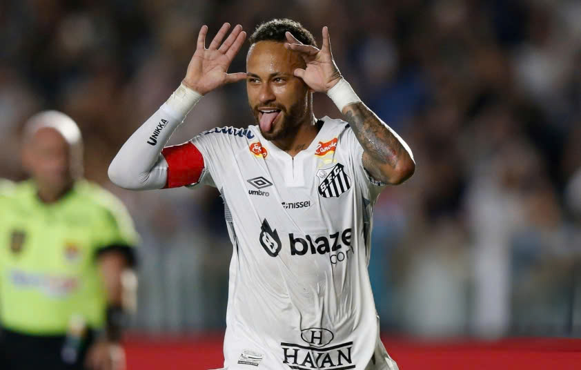 Neymar ghi 1 bàn và có 2 kiến tạo trong chiến thắng 3 sao của Santos. Ảnh: Getty