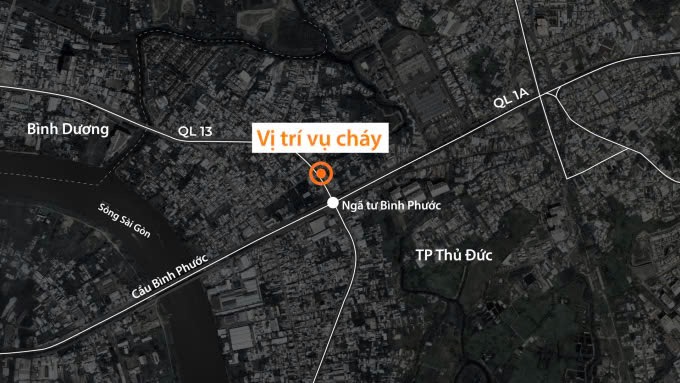 Vị trí xảy ra đám cháy. Ảnh: B.N