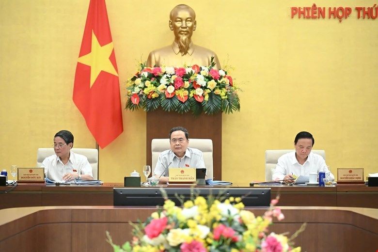 Chủ tịch Quốc hội Trần Thanh Mẫn phát biểu tại phiên họp. Ảnh: Báo PLVN